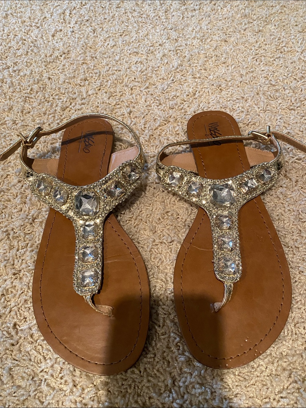 Mossimo Supply Co. Gold Jeweled T-Strap Sandals